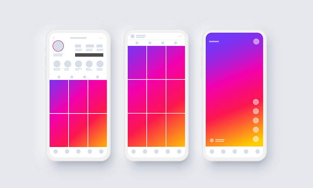 mockup of Instagram on a smartphone
